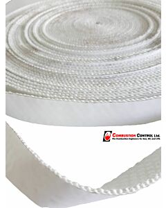Flat fibreglass tape c/w adhesive 1" x 1/8", max temp 1000F, per meter