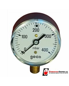 Pressure Gauge 63mm Dial, 0-400 mbar, 1/4" mount