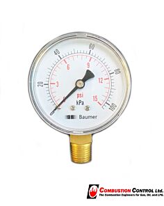 Pressure Gauge 0-100kPa dia 63mm bottom entry